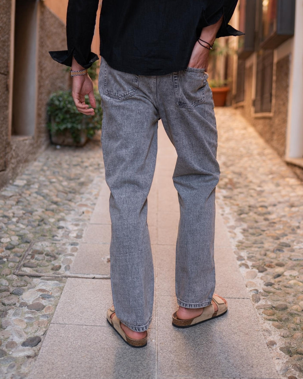 Regular Denim Jeans Washed Grey
